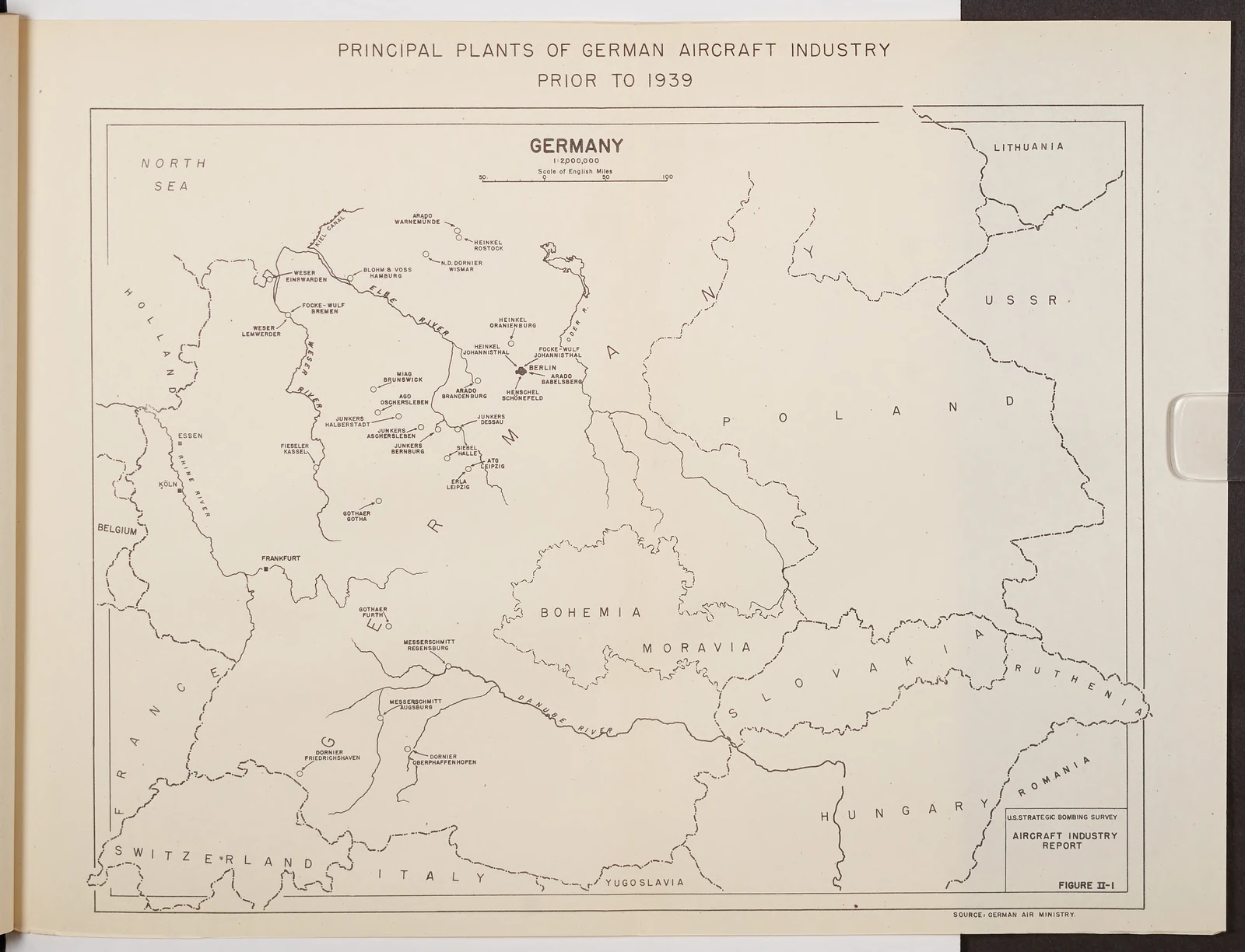 Figure II-1: Principal Plants Of German Aircraft Industry Prior To 1939